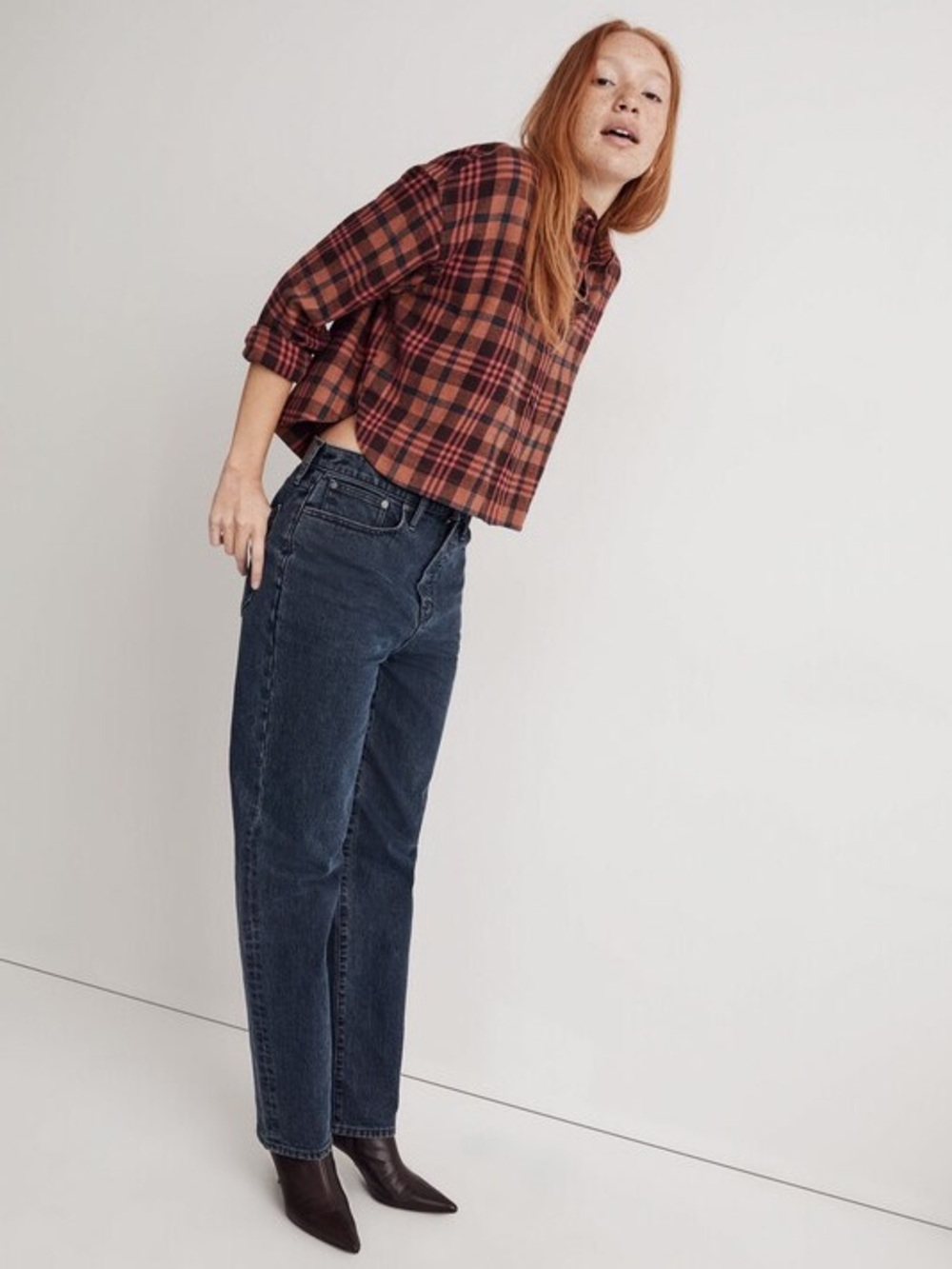 Madewell Flannel Long-Sleeve Crop Shirt in Plaid | Ground Clove | Medium - Picture 10 of 10